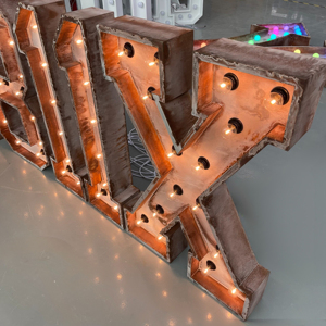 Enseigne lumineuse personnalisée <span class=keywords><strong>de</strong></span> grande taille, lettres lumineuses au fini vieilli industriel pour la publicité des bars, des magasins et des entreprises - Product Image 6