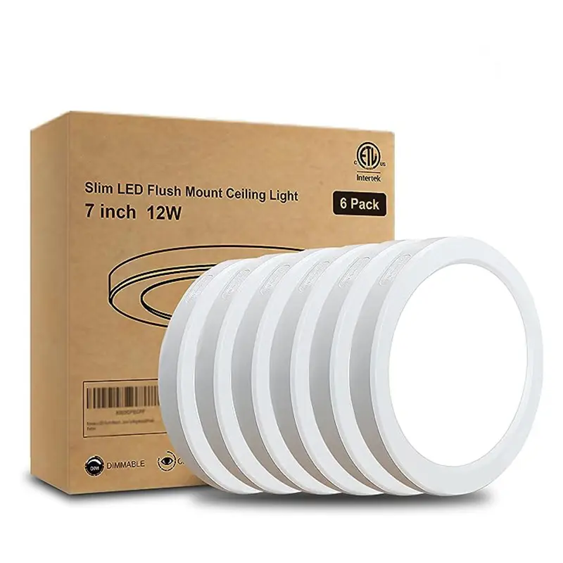 Worbest Panneaux muraux d'éclairage de plafond ETL de Surface moderne et plate d'intérieur Petits panneaux lumineux LED minces ultra-minces ronds de 5/7/9/11 pouces