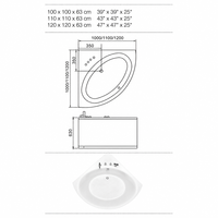 Bañera de Esquina Pequeña de Acrílico para Baño Compacto, con Grifo Montado en el Borde y Ducha Manual