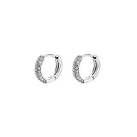 Pendientes de Aro Geométricos de Lujo Ligero para Mujer, de Aleación de Cobre con Aguja de Circonita Súper Brillante, Rodio 18K, de Alta Gama y Diseño Exclusivo