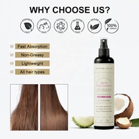 Spray nourrissant brillance à la kératine, à l'huile d'argan, à l'eau de riz, à la soie de noix de coco, à faible MOQ, marque privée, spray protecteur thermique pour cheveux