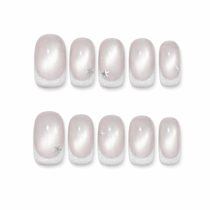 Uñas Postizas Cuadradas con Brillo Rosa, Puntas de Uñas Falsas con Acento de Estrella, Manicura Brillante para Fiesta - Product Image 1