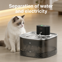 Bols pour chats silencieux 25 dB en plastique durable et acier inoxydable, capacité 2 L, acier inoxydable 304, filtre multicouche 3 modes, automatique et écologique