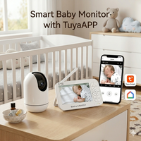 Moniteur Bébé Sans Fil avec Écran LCD 5 Pouces, Détection des Pleurs, Audio Bidirectionnel, Berceuses, Caméra Vidéo Wi-Fi et Application Tuya