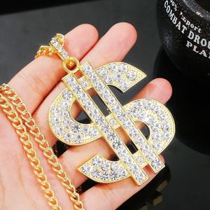 Colgante grande de cristal chapado en oro para hombre, collar de joyería de Hip Hop, con diseño de payaso, Dólar, Jefe, Reina, pistola cruzada, corazón, Rey, León - Product Image 5