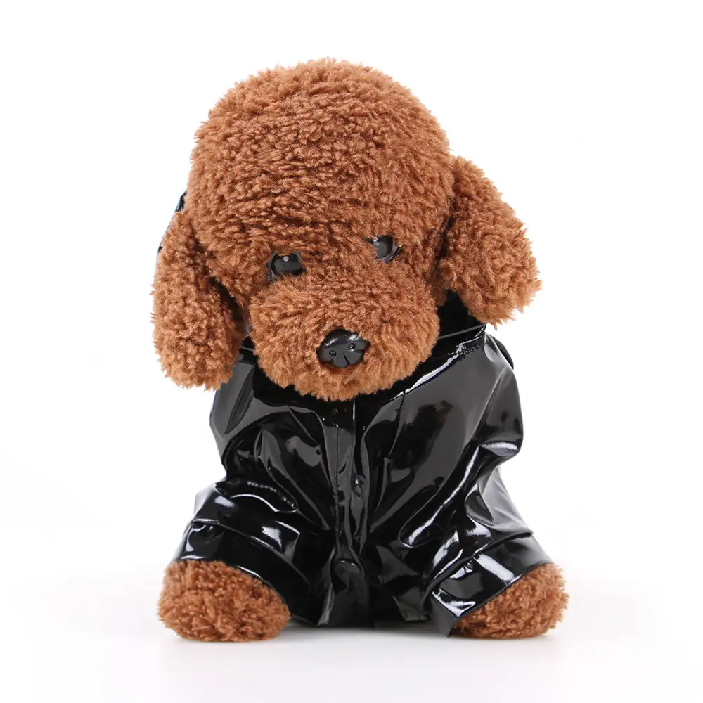 Küçük Pet köpek yağmurluk PU yansıtacak ışık elbise kapüşonlu yağmurluk için su geçirmez pet köpek yağmurluk giysileri
