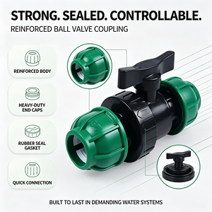 Robinet à bille simple en PP de qualité supérieure : Raccord de compression anti-fuite pour systèmes d'irrigation agricole - Product Image 5