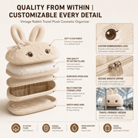 Sac de Cosmétiques OEM ODM Vintage Lapin, Organisateur de Voyage, Cadeau Promotionnel, Peluche Personnalisée, Jouet en Peluche, Logo Personnalisé