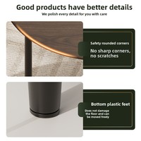 Luxuriöser und Hochwertiger Wohnzimmer-Couchtisch Minimalistischer Kleiner Runder Holzmaserung-Glastisch Eisen-Rundtisch für Kleine Wohnungen