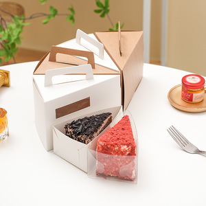 Sunshine Wholesale Triangular Slice <strong>Cake</strong> Sandwich <strong>Individual</strong> Paper <strong>Box</strong> Take Out Dessert <strong>Box</strong> with Handle - Product Image 1