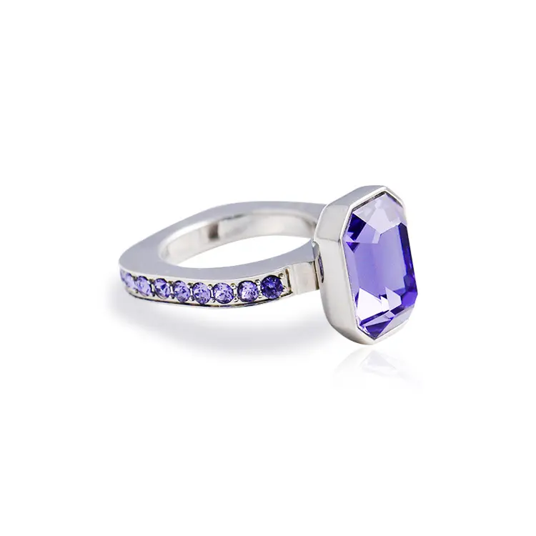 Rings Rings Custom 316L Stainless Steel Women Beautiful Wedding Fancy Royal Purple Diamond Engagement Ring