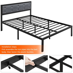 Tête de lit en acier, couvre-lit souple, tailles King/Queen Size, Double - Product Image 6