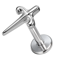 Piercing d'oreille en titane implantable ASTM F136 pour hélix, tragus, cartilage, avec dos plat et filetage interne, bijou de piercing tendance