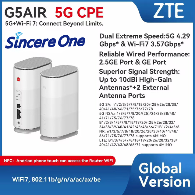 ZTE G5 air MC8510D 5G CPE Router WiFi 7