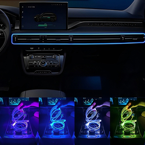 Phare de voiture <span class=keywords><strong>LED</strong></span> néon 13,12 pieds, <span class=keywords><strong>bande</strong></span> de fibre optique RVB colorée, télécommande USB, lampe décorative adaptable pour voiture - Product Image 3