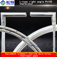 Waterproof and Oil Resistant Temperature Probe, Platinum Thermistor L-type Right Angle Pt100 Probe, Temperature Sensor