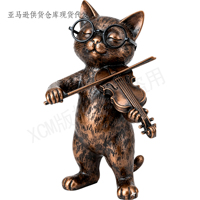 Entspannte Katze mit Kaffeetasse Polyresin-Skulptur, Handgefertigte Neuartige Statue auf Sessel, Personalisiertes Maßgefertigtes Polyresin-Kunstwerk