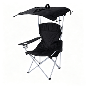 Foldable <b>Camping</b> <b>Chair</b> with Removable Sun <b>Canopy</b>, Portable Outdoor Lawn <b>Chair</b> with Cup Holder for Beach Fishing - Product Image 2