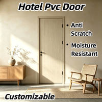 Porte intérieure en PVC à cadre en bois massif, sans perçage, charnière à embase, peinture sans COV, pour hôtel, appartement, chambre d'hôtes, projet d'ingénierie