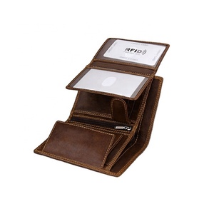 Men's Personalized Engraved <b>RFID</b> <b>Blocking</b> Slim Bifold Leather <b>Wallet</b> Vintage Short Zip Purse - Product Image 1