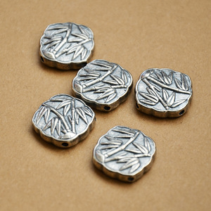 Cuentas plateadas con forma de hoja de bambú para la fabricación de joyas, 18 mm, accesorios vintage envejecidos Z026 - Product Image 4