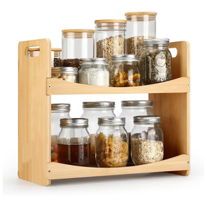 Support d'angle en <span class=keywords><strong>bambou</strong></span> à 3 niveaux pour l'organisation des épices et des condiments de cuisine – Rangement et étagères - Product Image 5