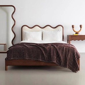 Tessuto in pile stile medievale noce nero in legno massello moderno minimalista Color crema <span class=keywords><strong>letto</strong></span> singolo/<span class=keywords><strong>matrimoniale</strong></span> adatto per piccoli appartamenti - Product Image 2