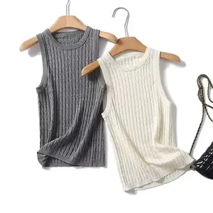 PB&ZA Women 2024 summer New Fashion Basic twist knit H Tank Tops Vintage sleeveless Female Camis Chic Tops