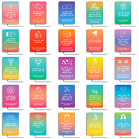Nouvel ensemble de 50 cartes interactives en papier à dégradé arc-en-ciel pour la motivation et l'énergie positive, idéal pour l'export.