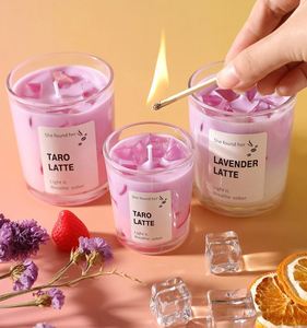 Bougie parfumée au thé au lait glacé, fraise et matcha, décoration d'intérieur - Product Image 3