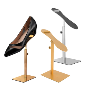 Présentoir de Vitrine pour Chaussures Doré en Acier Inoxydable à Hauteur Réglable - Product Image 2