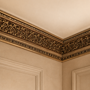<span class=keywords><strong>Moldura</strong></span> de Cornisa PS Banruo en Color Dorado Antiguo, <span class=keywords><strong>Moldura</strong></span> de Corona en Relieve 3D de Estilo Europeo para Decoración de Paredes Interiores - Product Image 2