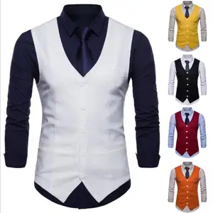 Groothandel bedrijf vesten-CL0915A pure kleur pak vest big size casual mannen vest europese business vesten