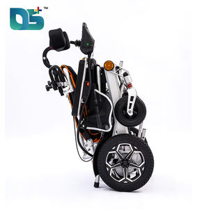 כסא גלגלים חשמלי מתקפל נייד מסגסוגת אלומיניום עם משענת גב נטויה וסיבוב 360 מעלות °   בקר ג'ויסטיק - Product Image 5