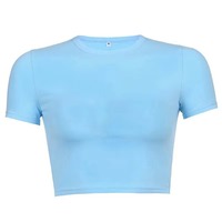T-shirts graphiques en coton uni pour femme, style Y2K, été 2025, avec logo personnalisé, crop top, baby tee