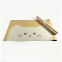 Grand set de table en cuir PU, imperméable, résistant à la chaleur et à l'huile, nettoyable, motif ours de dessin animé, pour table à manger, tapis de bureau, décoration intérieure