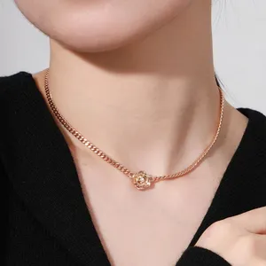 Подарок на День Матери из нержавеющей стали с покрытием из 18-каратного золота кубинская цепочка Камелия модное ожерелье для женщин