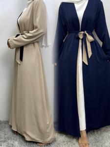 1991 # çarpıcı geri dönüşümlü açık Abaya yan cepler ile düz renk her iki taraf giyen müslüman kadın hırka 5 renkler - Product Image 5