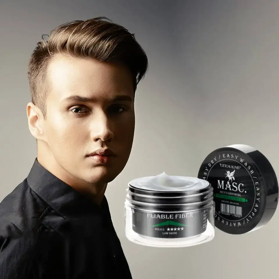 MASC. 80ml Pliable Fiber Edge Control OEM Hair Strong Hold Low Shining Mens Hair Wax for Men