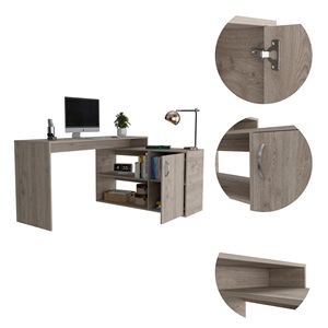 Ridley L-Shaped Writing <b>Desk</b> Light Gray 2-Shelf <b>Computer</b> <b>Desk</b> With Storage Home Office Furniture - Product Image 4