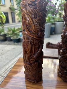 Дракон и Феникс благословение резьба по дереву колонна элегантный бамбуковый и деревянный продукт рукоделия - Product Image 6