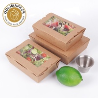 Boîte à salade jetable à emporter, lot de 50, emballage alimentaire, boîtes en carton avec fenêtre