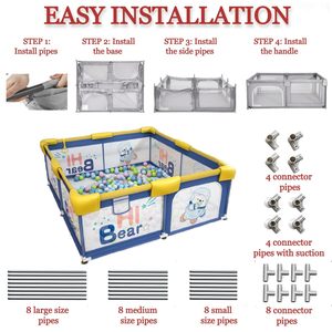 Recinzione con barriera animale pieghevole box per neonati e bambini piccoli, cortile portatile, box di sicurezza per bambini con 50 sfere oceaniche - Product Image 2