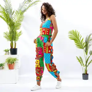 Conjunto de duas peças com estampa de cera africana para mulheres, novo design sexy, top e calça Ankara