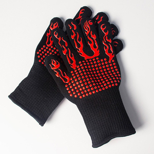 All-in-one 800°C Heat Resistant Barbecue Gloves Non-Slip <b>Silicone</b> Oven Mitts Washable Breathable Kitchen Grilling Glove - Product Image 5