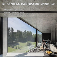 Fenêtre panoramique fixe moderne à double vitrage trempé, cadre en alliage d'aluminium, moustiquaire pour villa