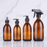 Bouteille en verre Boston ambrée transparente de 8 oz et 16 oz en gros avec pompe pulvérisatrice à gâchette, buse réglable et diffuseur à bâtonnets sérigraphié