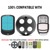 Télécommande de portail pour MHOUSE TX3 TX4 GTX4 GTX4C MOOVO MT4 MT4V MT4G 433.92MHz Rolling Code MHOUSE MOOVO