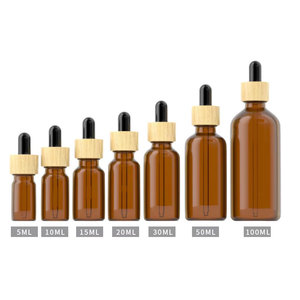 Custom Amber 5ml <b>10ml</b> 20ml 30ml 50ml 100ml Glass Essential Oil <b>Bottle</b> With Dropper and Bamboo Cap - Product Image 2