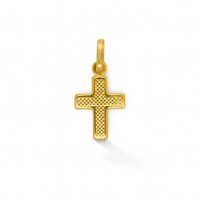 Colgante Religioso de Cruz Cristiana Hecho a Mano en Oro de 14K, Pequeño, Texturizado, Granulado, Amarillo, Unisex, para Mujeres, Hombres y Niñas, para Uso Diario